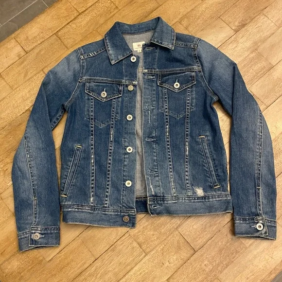 Adriano Goldschmied AG Distressed Denim Jacket Blue XS - Picture 2 of 9